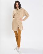 Chemise longue Overshirt Loose beige