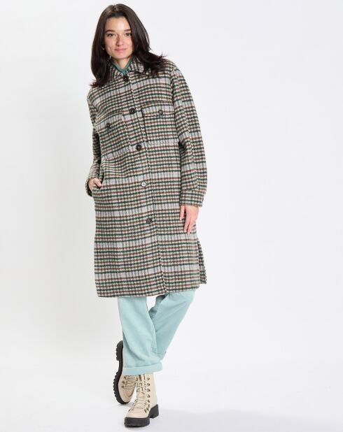 Manteau en Laine mélangée à carreaux multicolore