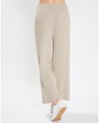 Pantalon en maille côtelée beige