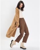 Gilet long à capuche en Laine mélangée  camel
