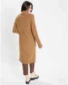 Gilet long à capuche en Laine mélangée  camel