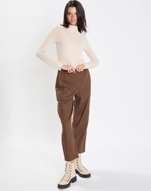 Pantalon cargo en Laine mélangée marron