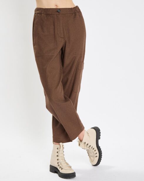 Pantalon cargo en Laine mélangée marron