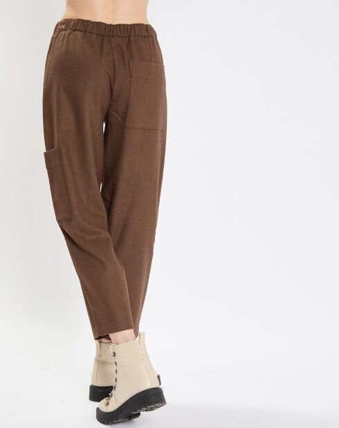 Pantalon cargo en Laine mélangée marron