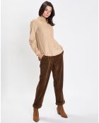Pantalon en Velours côtelé à revers marron