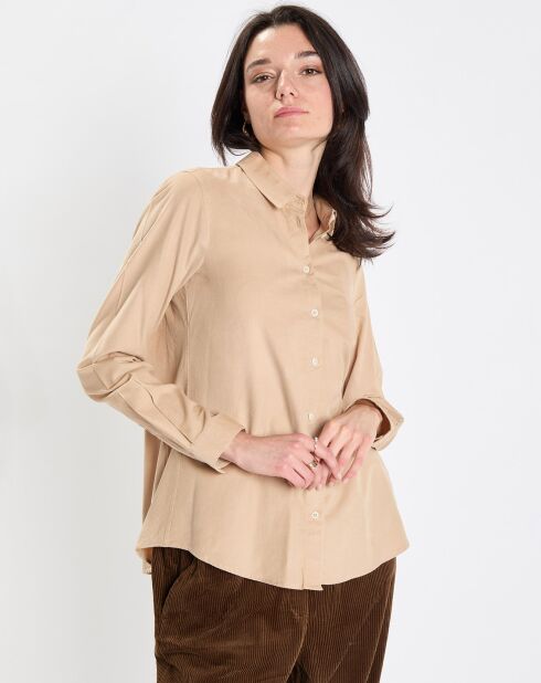 Chemise en Velours côtelé fin Milleraies beige