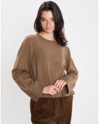 Pull en Maille de coton stretch Basique marron