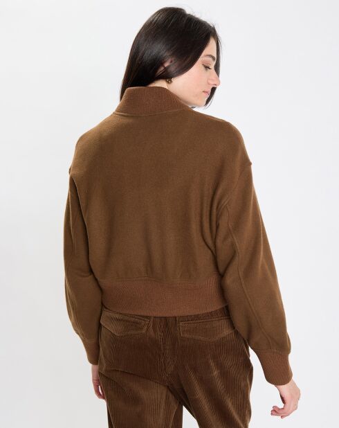 Blouson en Laine mélangée Cropped marron