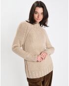 Pull en Laine mélangée col montant beige