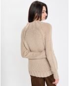 Pull en Laine mélangée col montant beige