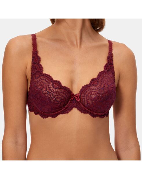 Reggiseno con ferretto rosso prugna Flower Elegance