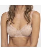 Soutien-gorge avec armatures sans coques Coeur Croisé Feminin Dentelle beige
