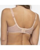 Soutien-gorge avec armatures sans coques Coeur Croisé Feminin Dentelle beige