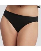 2 Culottes échancrées Coton Bio noires