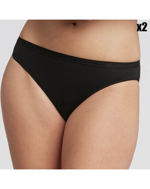 2 Culottes échancrées Coton Bio noires