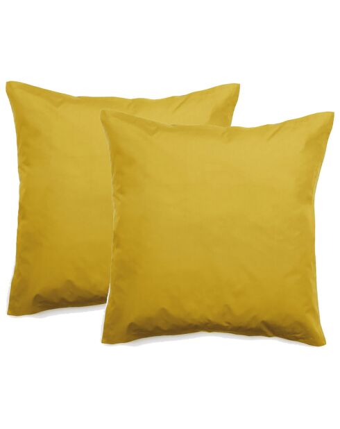 2 Taies d'oreiller en percale de coton julian moutarde