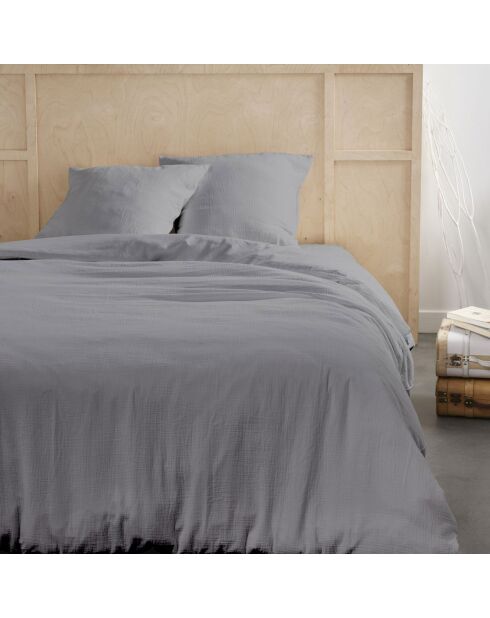 Parure housse de couette en gaze de coton acier