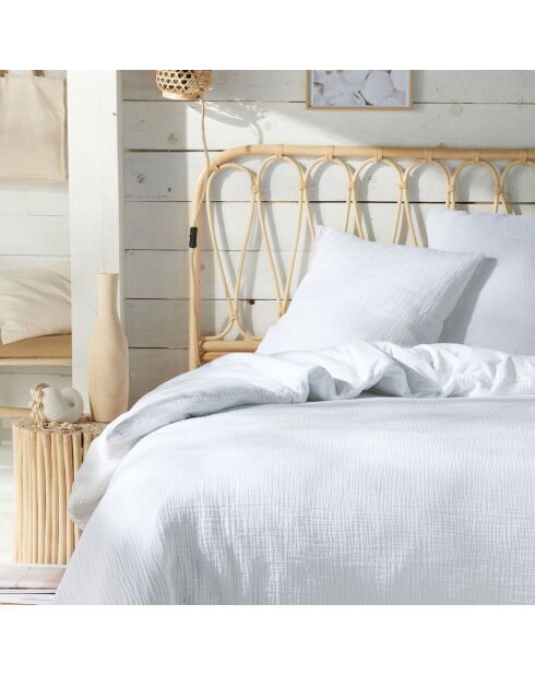 Parure housse de couette en gaze de coton craie