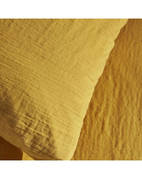 Parure housse de couette en gaze de coton ocre