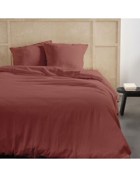 Parure housse de couette en gaze de coton terracotta