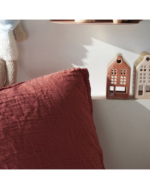 Parure housse de couette en gaze de coton terracotta