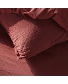 Parure housse de couette en gaze de coton terracotta
