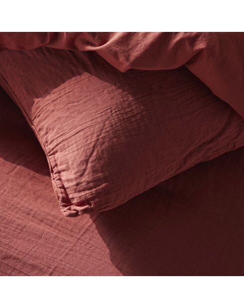 Parure housse de couette en gaze de coton terracotta