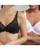 2 BHs mit Bügel Flower Elegance, weiß/schwarz