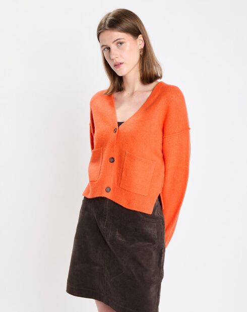 Cardigan en Laine mélangée orange