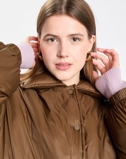 Parka boutons nylon marron