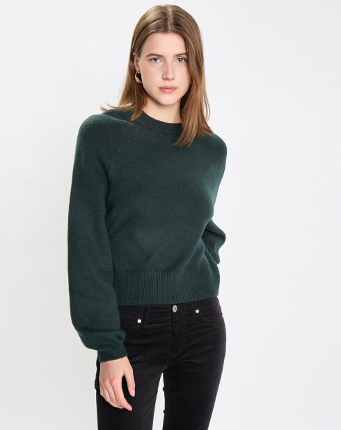 Pull en Laine mélangée manches raglans vert foncé