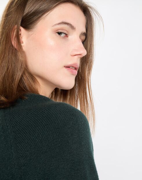 Pull en Laine mélangée manches raglans vert foncé