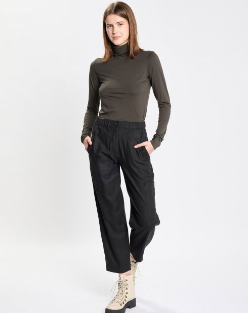 Pantalon cargo en Laine mélangée noir