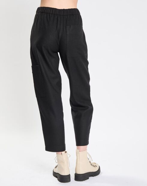 Pantalon cargo en Laine mélangée noir