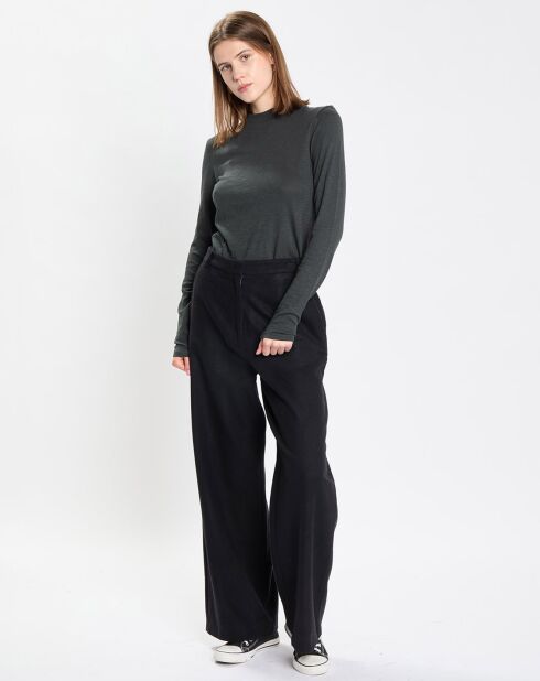 Pantalon large en Laine mélangée noir