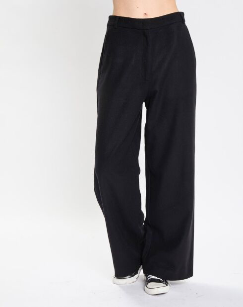 Pantalon large en Laine mélangée noir