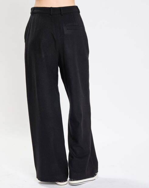 Pantalon large en Laine mélangée noir