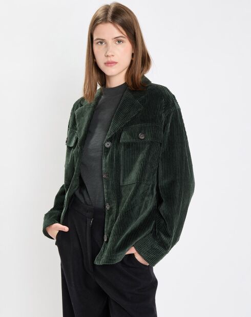 Veste en Velours côtelé 100% Coton Bio vert foncé