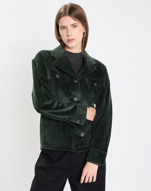 Veste en Velours côtelé 100% Coton Bio vert foncé