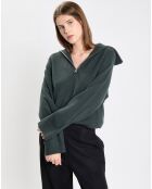 Pull long en Laine mélangé vert foncé