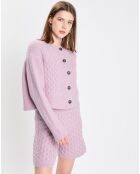 Cardigan en Laine mélangée à torsades rose