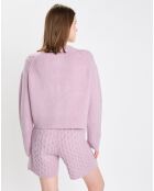 Cardigan en Laine mélangée à torsades rose