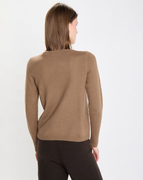 Pull en Coton, Laine & Alpaga  mélangés Basique marron