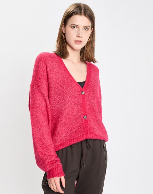 Cardigan en Laine & Alpaga mélangés framboise