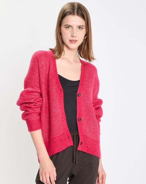 Cardigan en Laine & Alpaga mélangés framboise