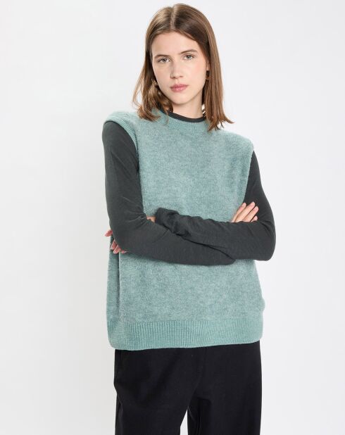 Pull sans manches en Laine & Alpaga mélangés vert