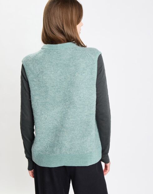 Pull sans manches en Laine & Alpaga mélangés vert