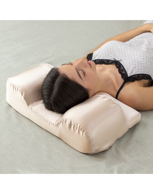 Oreiller cervical anti-rides avec housse en satin youthlow beige
