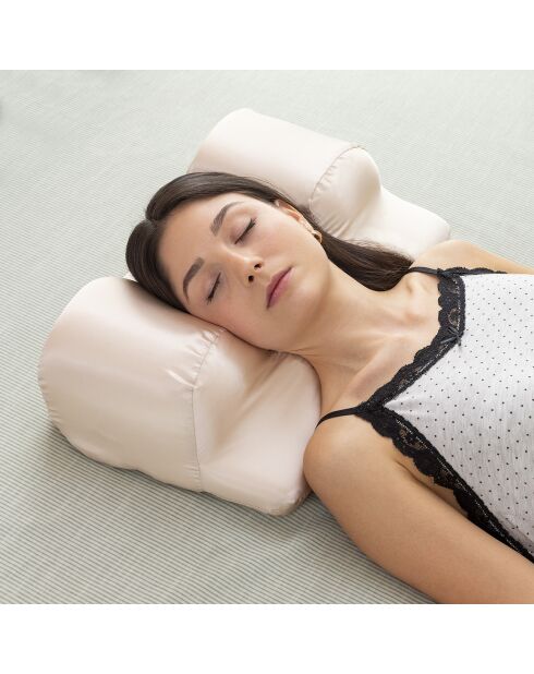 Oreiller cervical anti-rides avec housse en satin youthlow beige