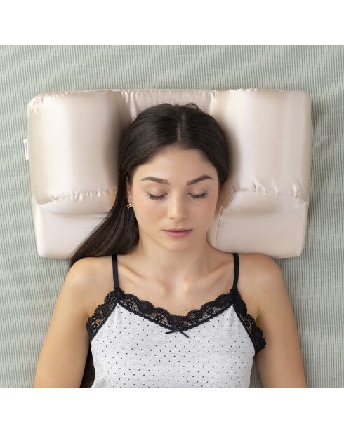 Oreiller cervical anti-rides avec housse en satin youthlow beige